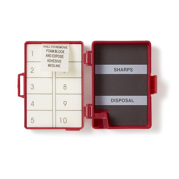 Counter Needle Foam Block/Magnet 10 Count Red Sterile 50/Ca